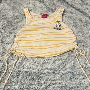 yellow and white striped peanuts crop-top from forever 21
